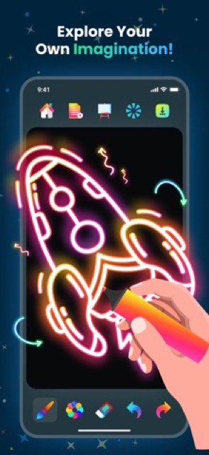 Doodle Magic: Glow Art Drawing — App Store screenshot 1