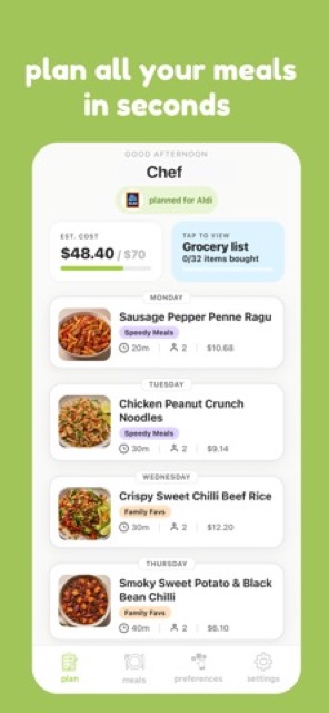 mise - meal planner — App Store screenshot 1