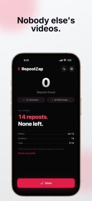 RepostZap: Repost Remover — App Store screenshot 3